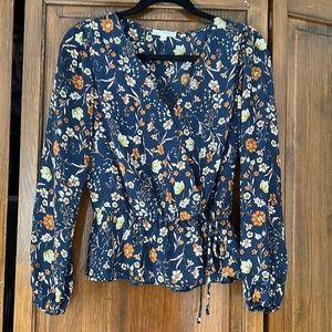 Floral print wrap blouse